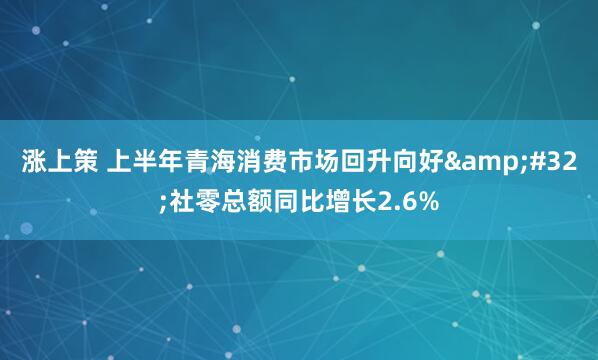 涨上策 上半年青海消费市场回升向好&#32;社零总额同比增长2.6%