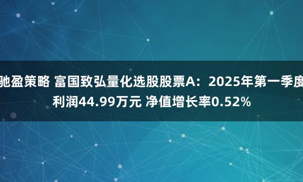 驰盈策略 富国致弘量化选股股票A：2025年第一季度利润44.99万元 净值增长率0.52%